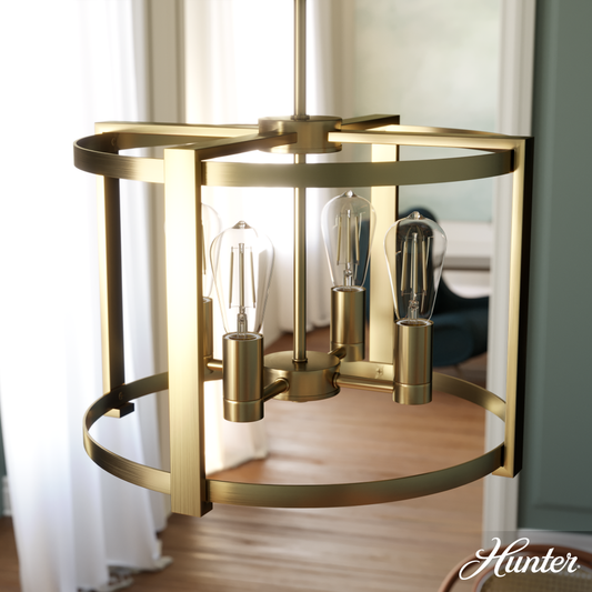 Hunter Astwood Alturas Gold 4 Light Small Chandelier Ceiling Light Fixture