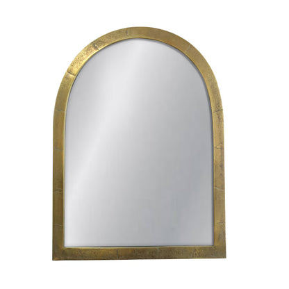 Large Antique Textured Arched Metal Frame Mirror