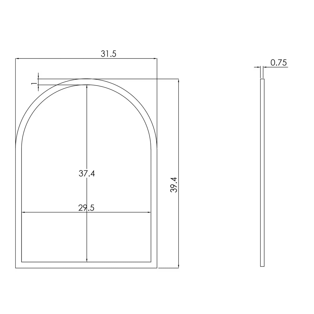 Large Antique Textured Arched Metal Frame Mirror