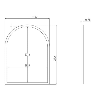 Large Antique Textured Arched Metal Frame Mirror