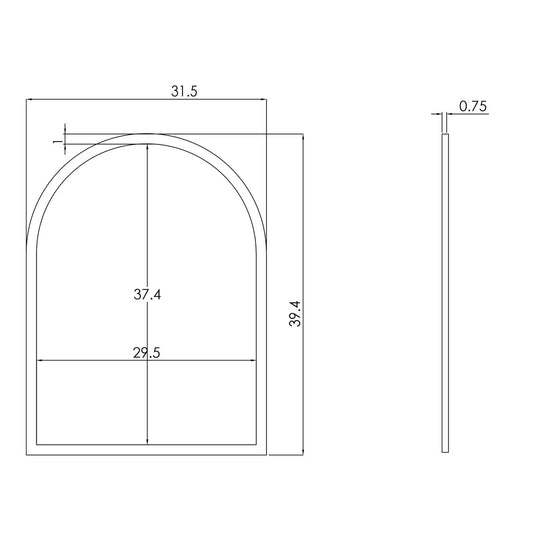 Large Antique Textured Arched Metal Frame Mirror