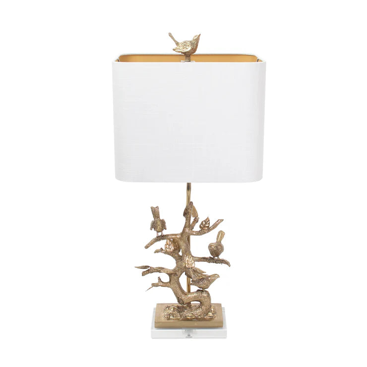29.5"H Gilded Silver Bird on Branch Table Lamp