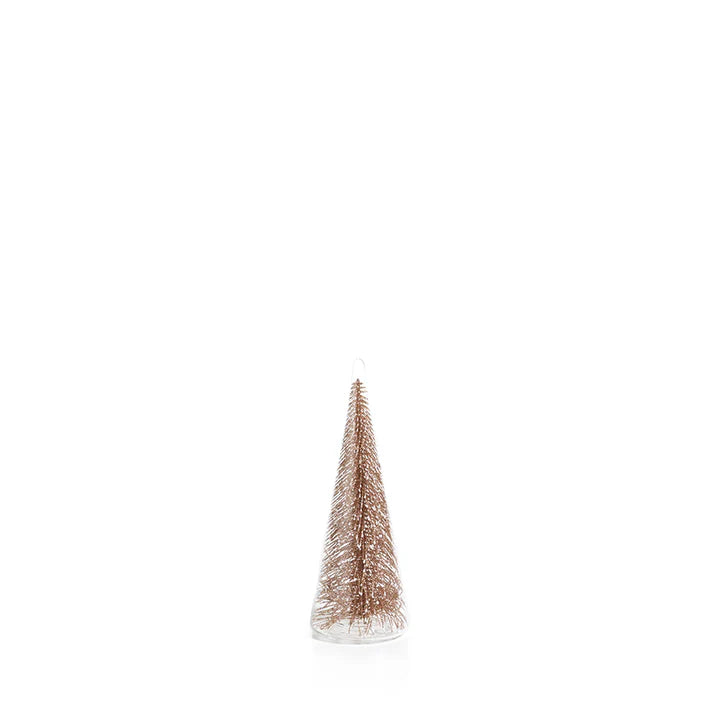 Clear Glass Decorative Tree with Champagne Glitter