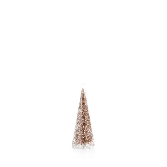 Clear Glass Decorative Tree with Champagne Glitter