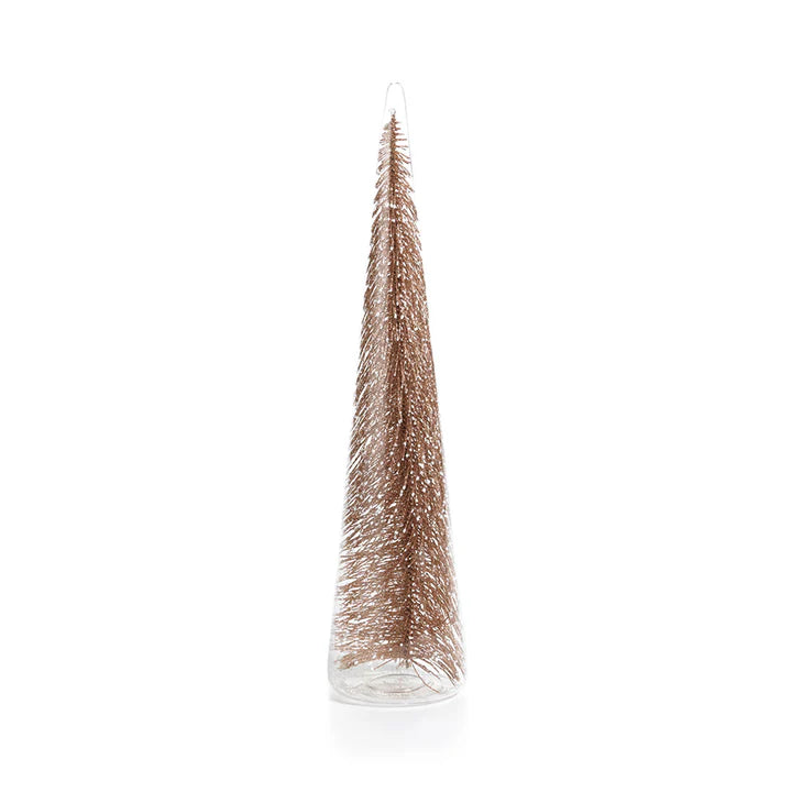 Clear Glass Decorative Tree with Champagne Glitter