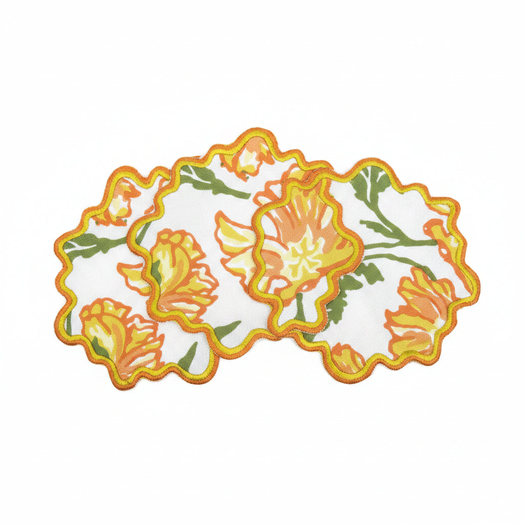 Poppy Orangerie Waved Cocktail Napkin