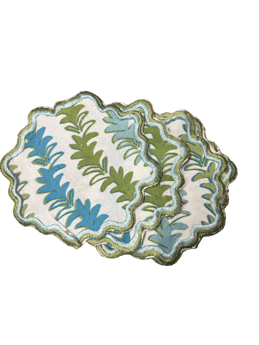 Leyla Verde Waved Cocktail Napkins