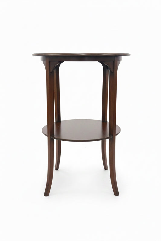 Round Inlaid Table with Shelf