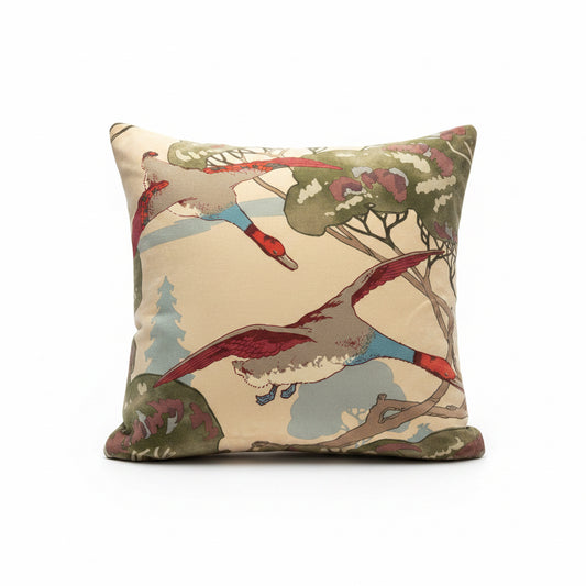22x22 Mulberry: Flying Ducks Velvet Pillow