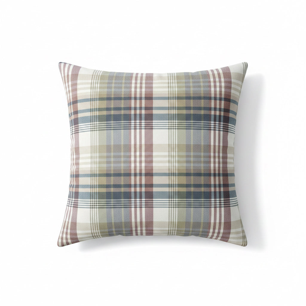 22x22 Green/Maroon Plaid Pillow