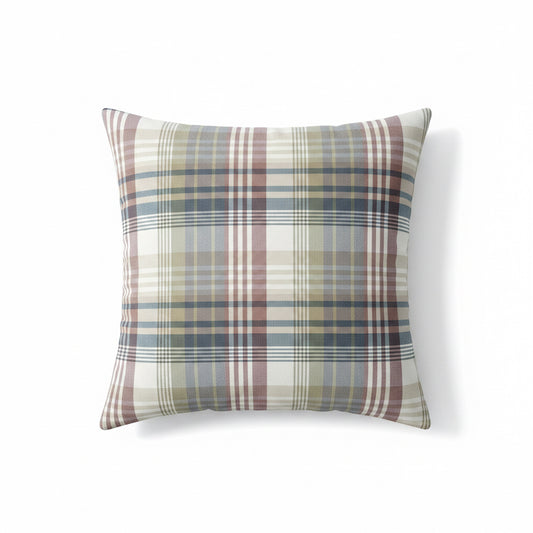 22x22 Green/Maroon Plaid Pillow