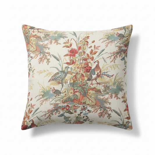 22x22 Schumacher: Quail Meadow, Autumn Pillow