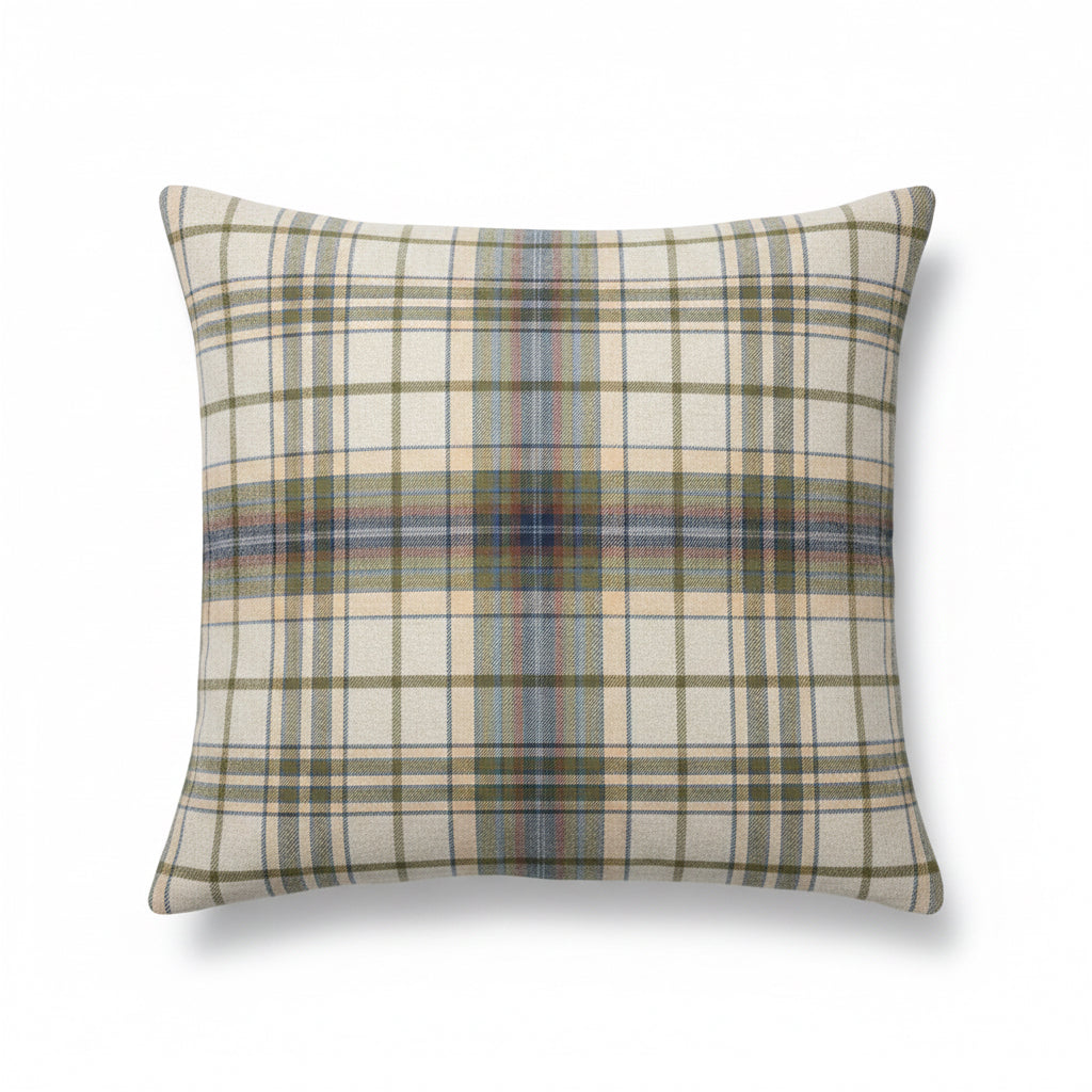 22x22 Green & Tan Plaid Pillow