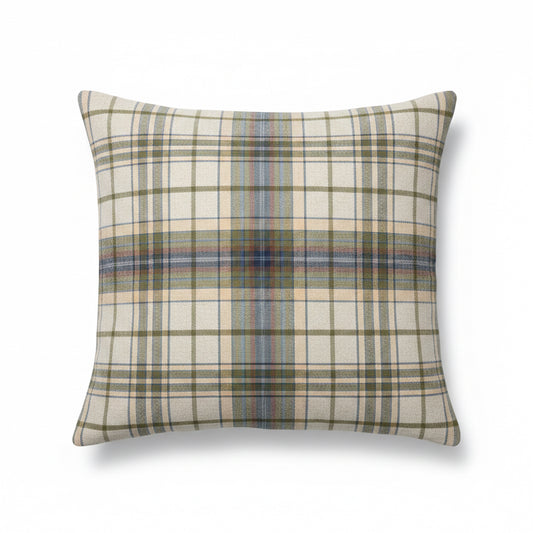 22x22 Green & Tan Plaid Pillow