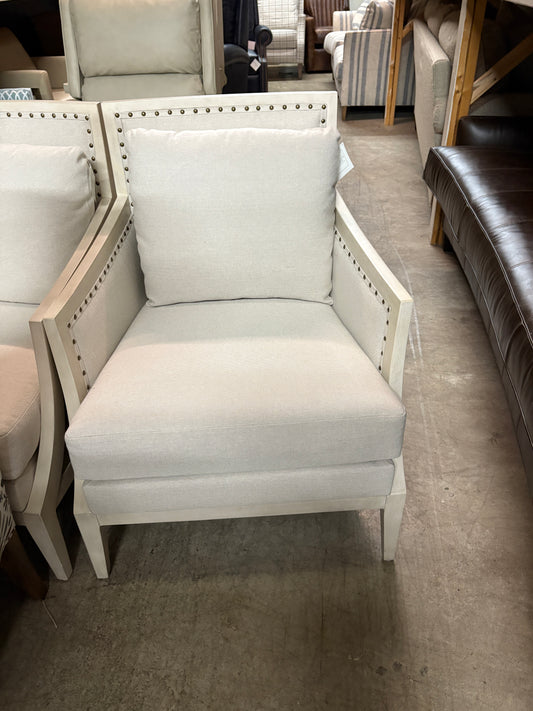 Nail Head White Upholstered Chair