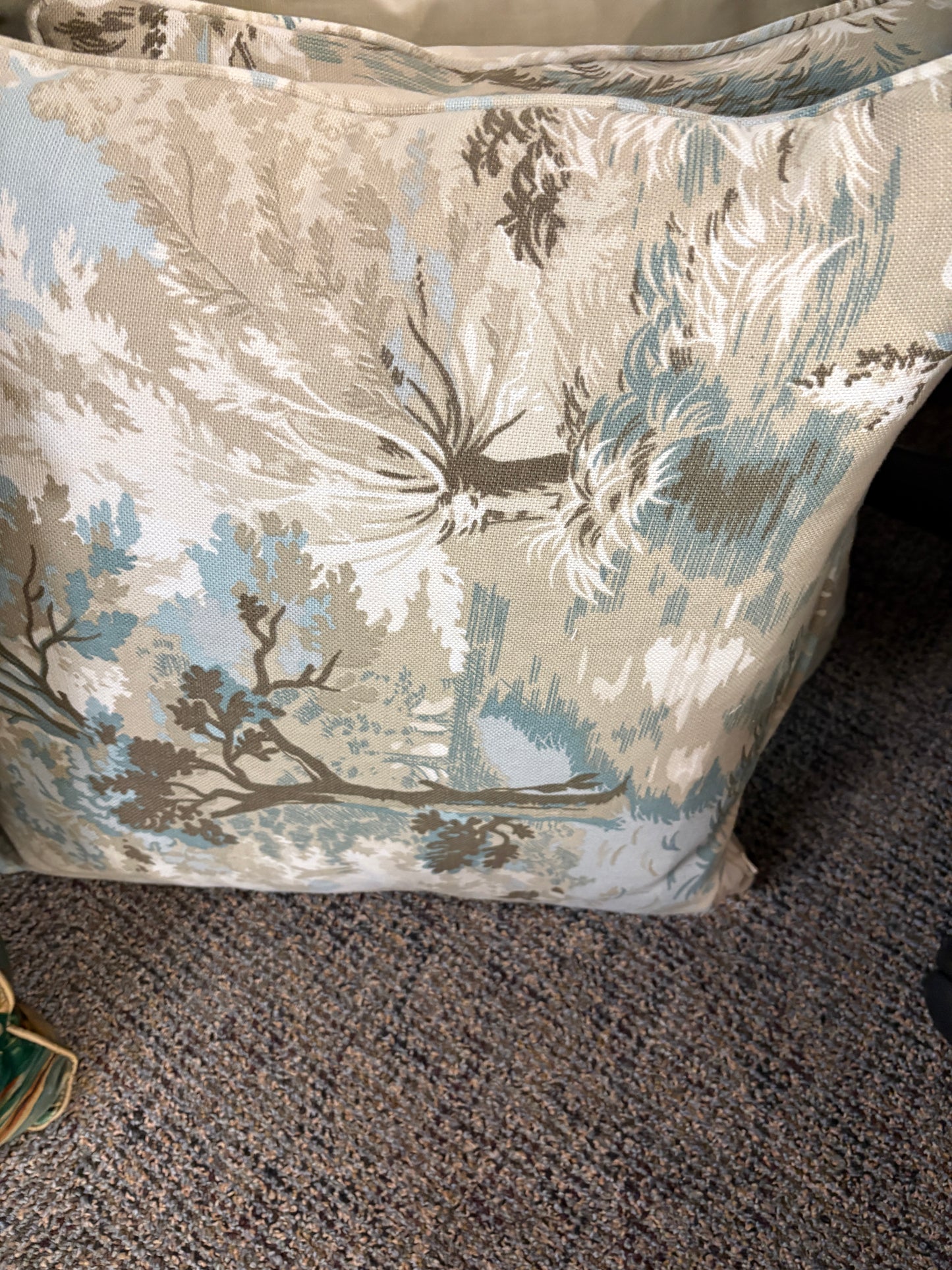 Blue and Taupe Foliage Pillow