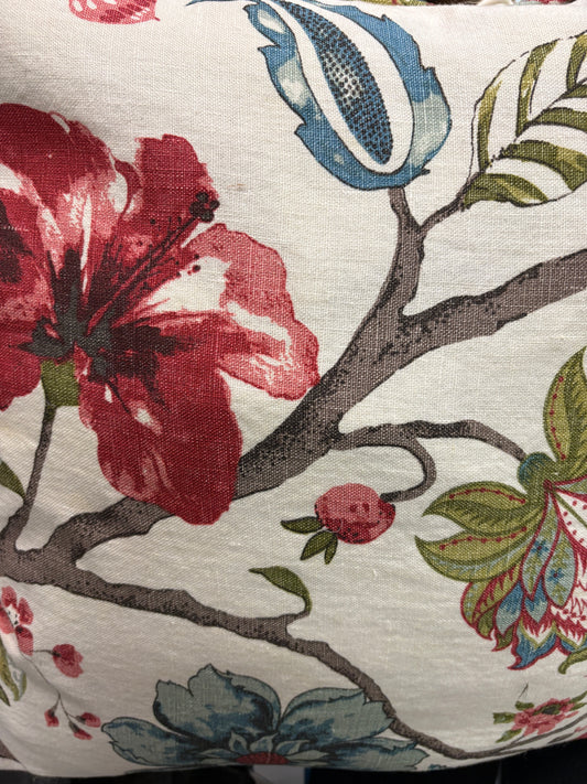 Red and Blue Floral Pillow