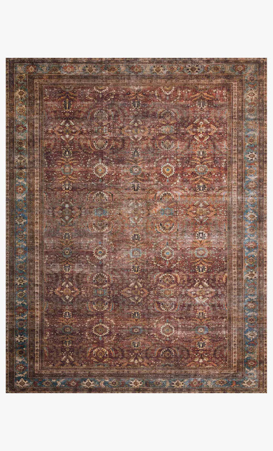 Layla Brick/Blue 2'6"x12'-0" Rug