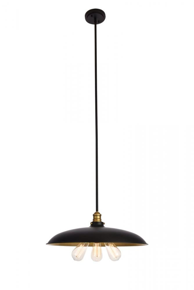 Anders Collection Chandelier Black and Brass Finish