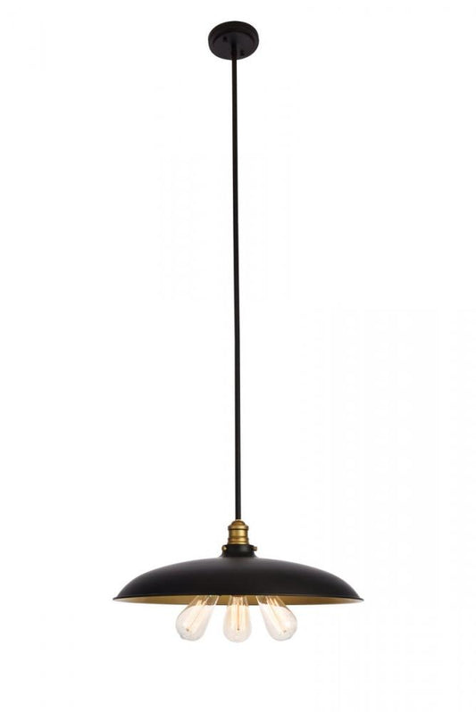 Anders Collection Chandelier Black and Brass Finish