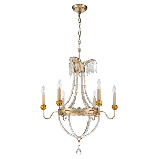 Louis 6 Light Gold and Silver Empire Chandelier
