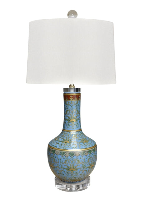 VINTAGE GOLD LEAF PORCLEIN DRAGEN BLUE LAMP