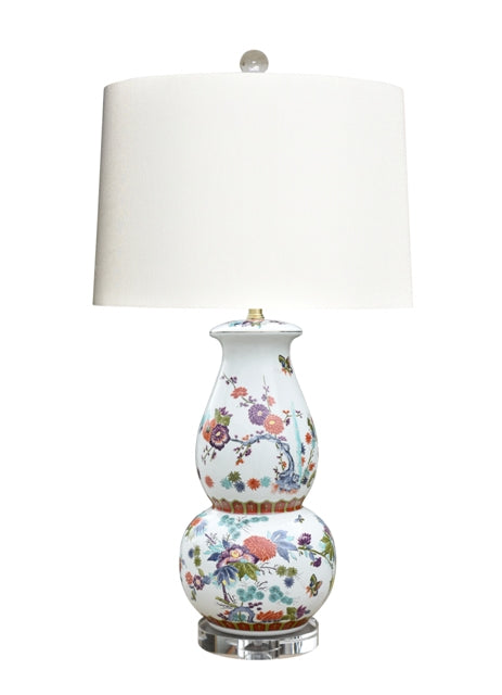 PORCELAIN FLORAL GOURD LAMP