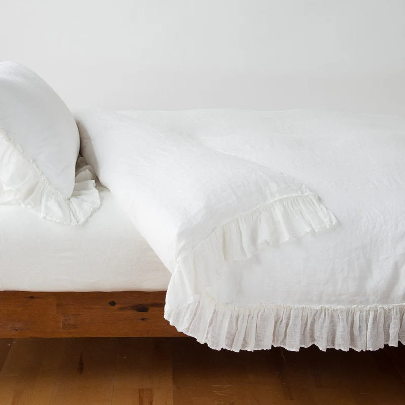 Winter White Whisper Ruffle Duvet Cover