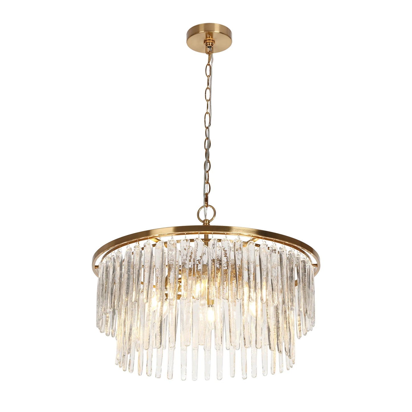 6-Light Brass Drum Chandelier