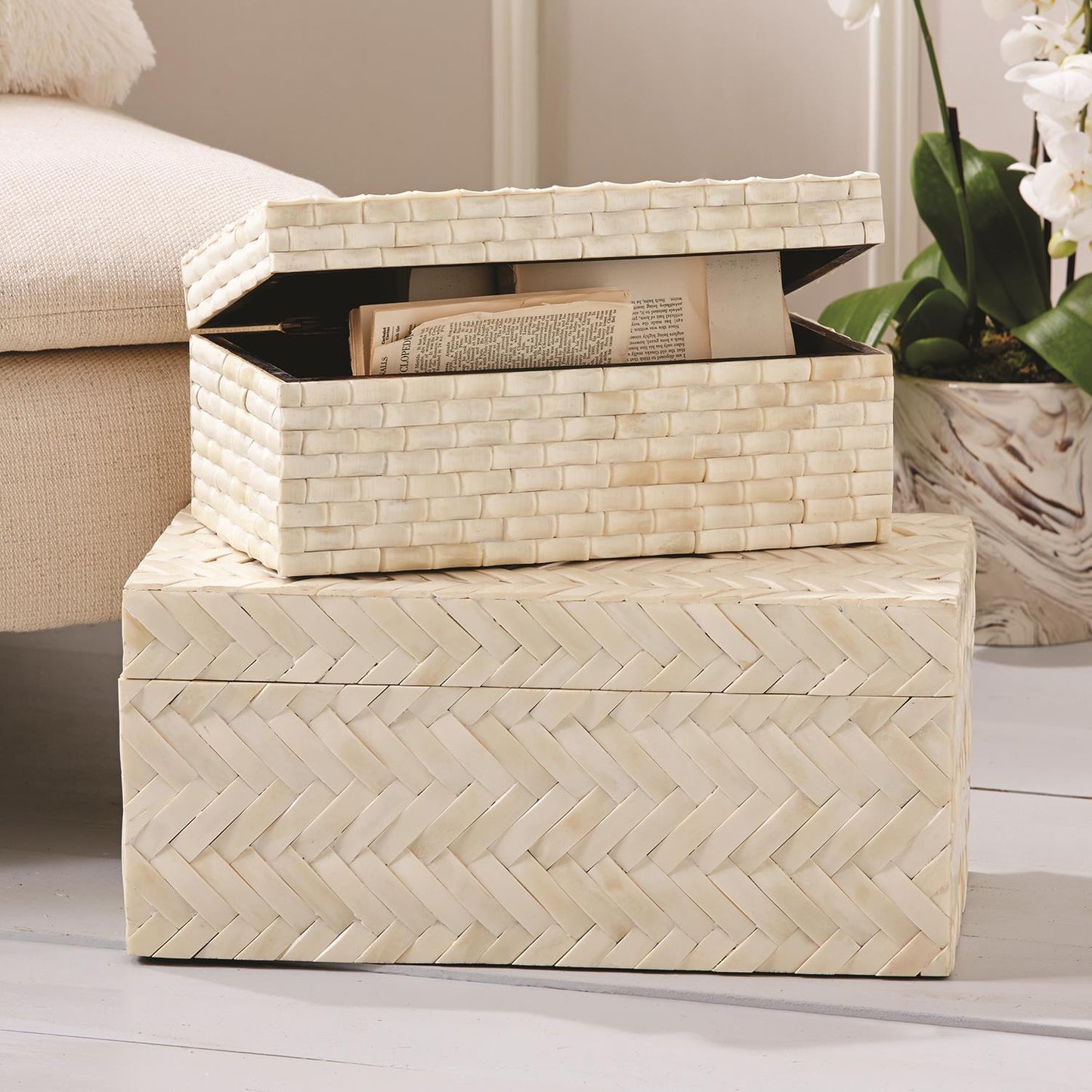 Basket Weave Bone Box