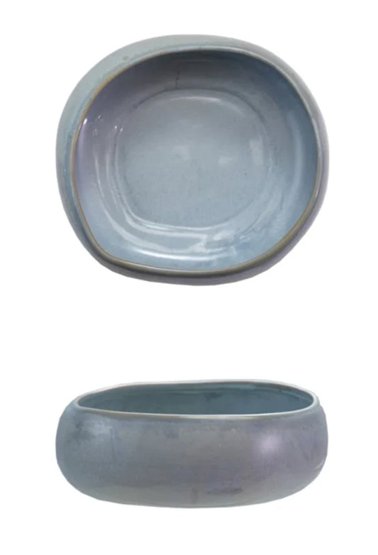 Stoneware Organic Shape Bowl w Reactive Glaze