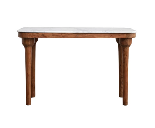 Marble & Acacia Wood Console w Drawera