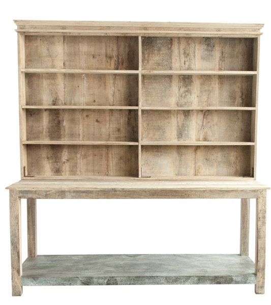 2-Piece Wood and Metal Hutch and Shelves
