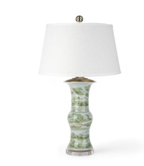 Princess Mantel Vase Lamp-Green Scene