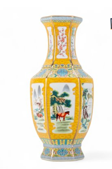 Golden Painted Vase-Animal