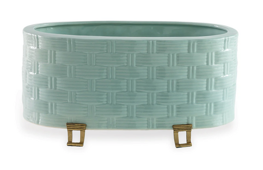 Sanibel Celadon Oval Planter