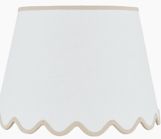 White Grasscloth Scalloped Bottom-Tan (Shade Only)