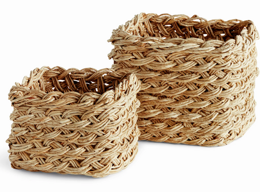 Abaca French Braid Storage Basket-Square