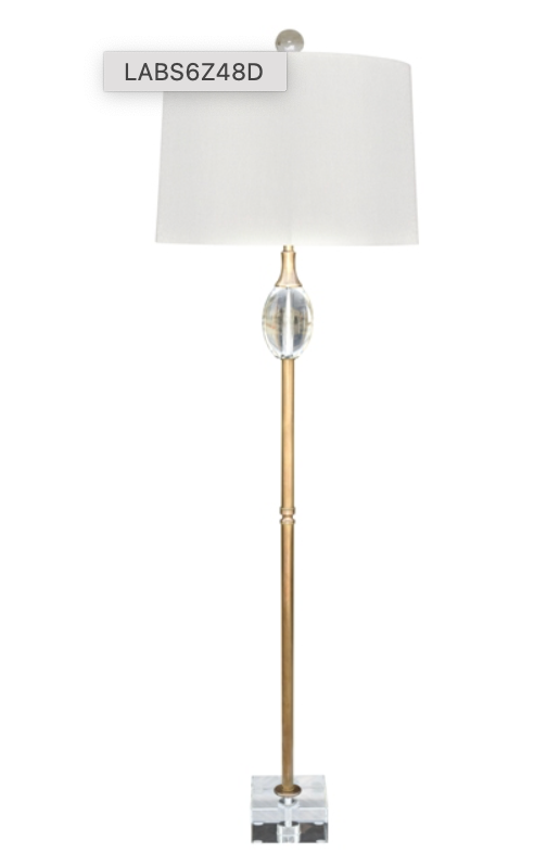 SOLID CRYSTAL ANTIQUE BRASS FLOOR LAMP