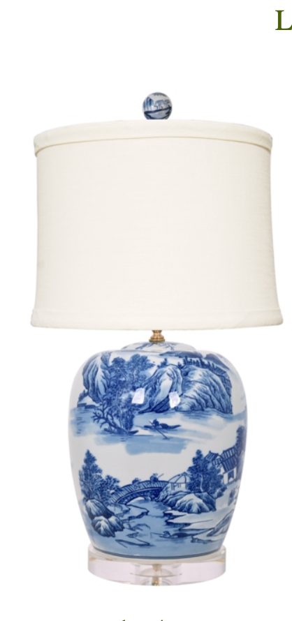 Blue & White PORCELAIN CANTON GINGER JAR LAMP