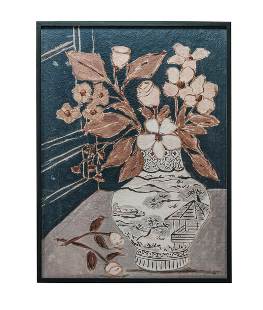Wood Framed Glass Wall Decor