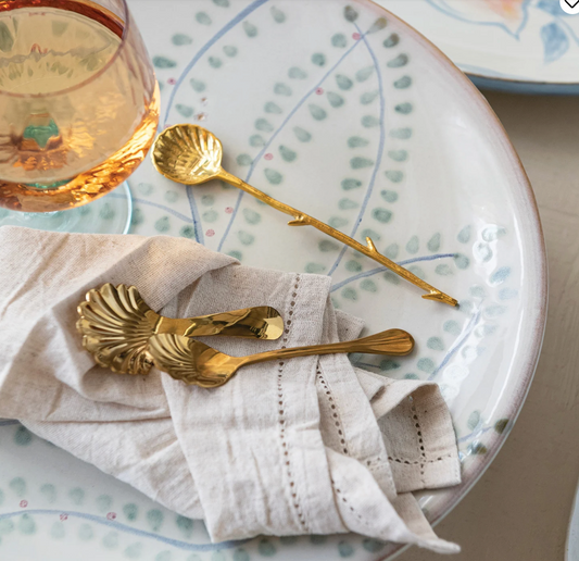 Hand-Painted Stoneware Footed Platter w/ Botanicals