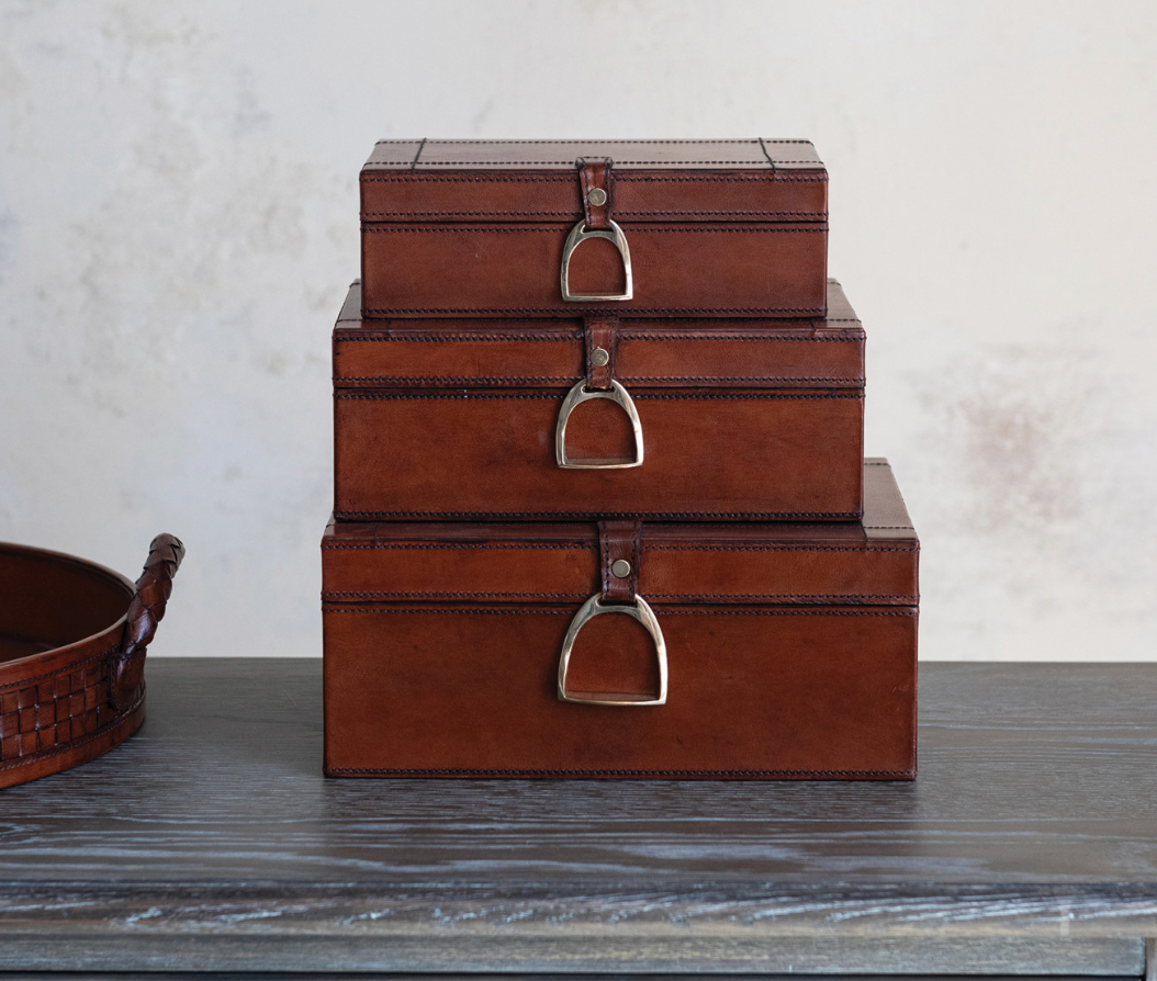 Nesting Box with Brass Closure & Flocked Interior