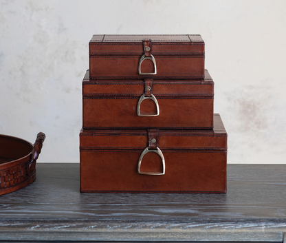 Nesting Box with Brass Closure & Flocked Interior