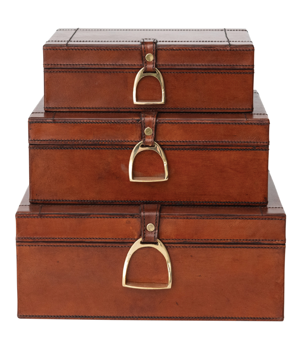 Nesting Box with Brass Closure & Flocked Interior