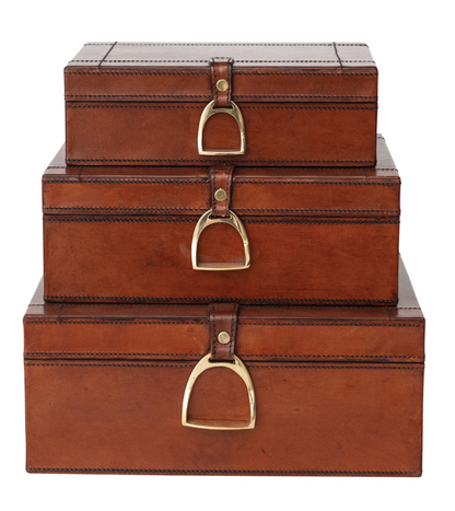 Nesting Box with Brass Closure & Flocked Interior