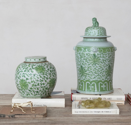 Decorative Hand-Painted Ginger Jar w/ Floral