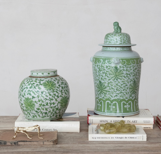 Decorative Hand-Painted Ginger Jar w/ Floral