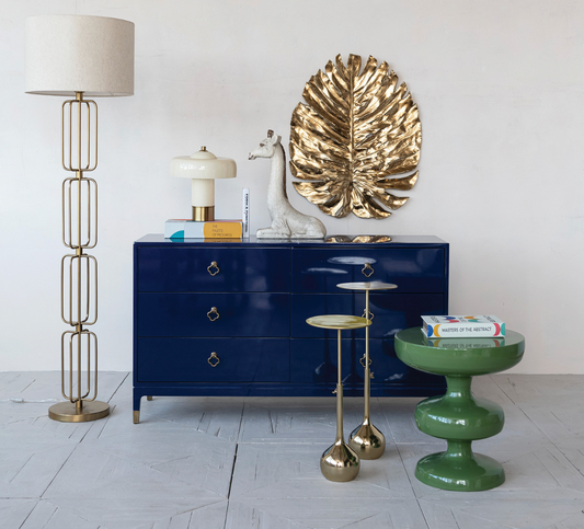 Wire Floor Lamp with Cotton Shade