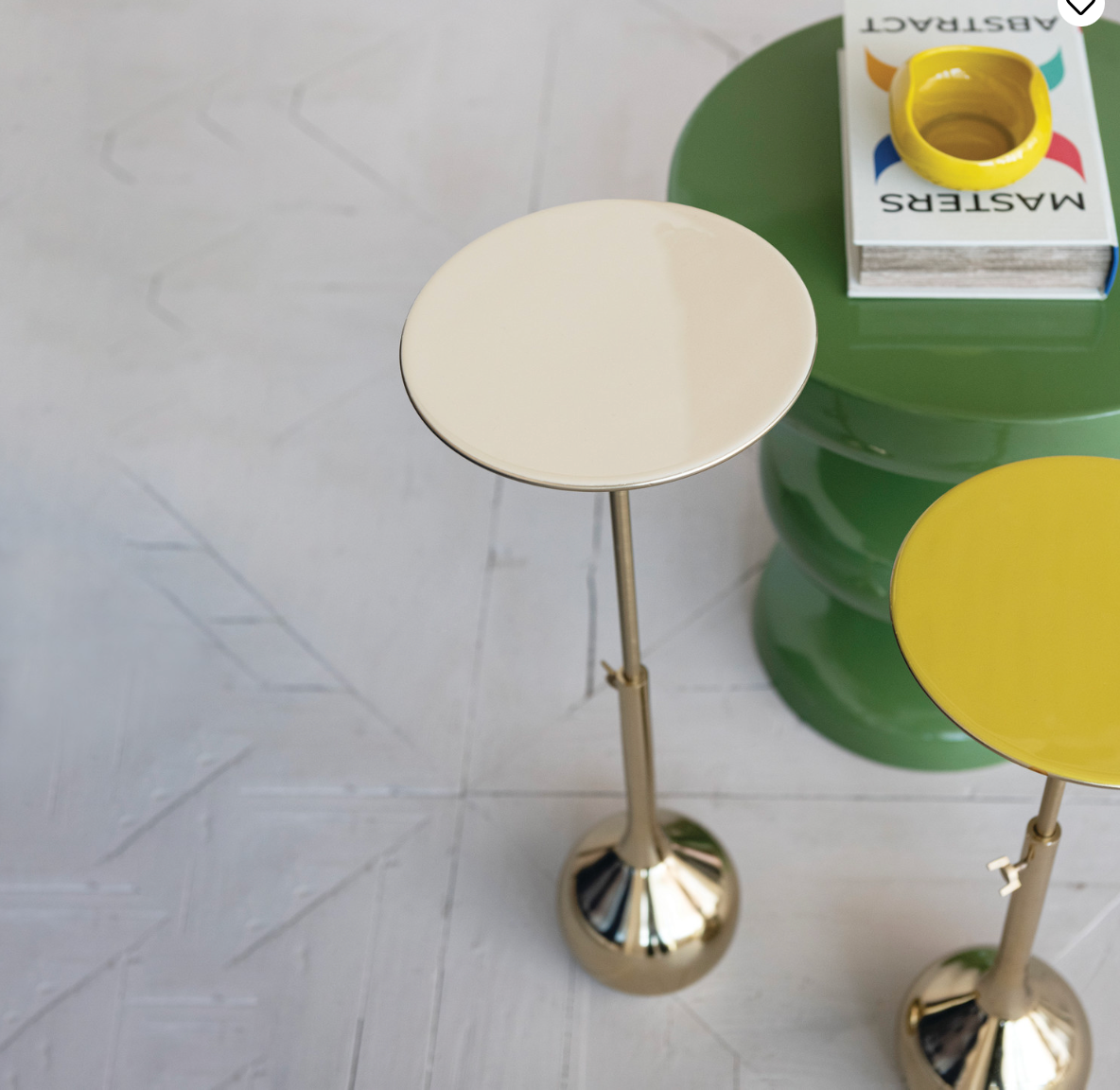 Enameled Aluminum Adjustable Table with Gold Electroplated
